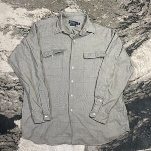 Ralph Lauren Polo Benford Shirt Men Large‎ Gray/Black Houndstooth Button Casual